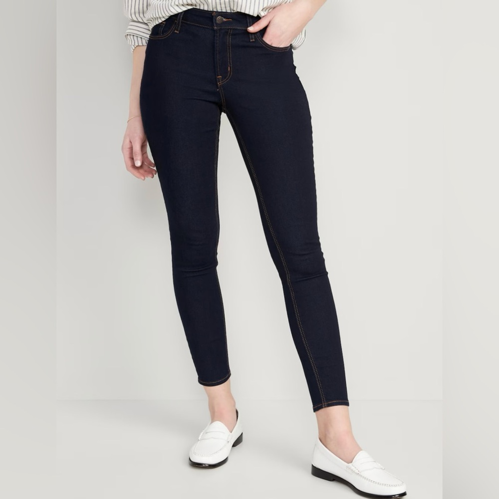 Old Navy Mid-Rise Rockstar Super Skinny Dark Wash Jeans - Size 10 Tall
